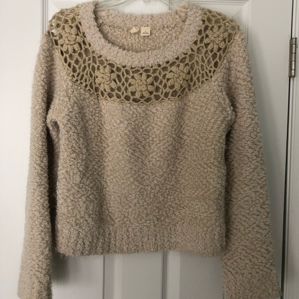 Anthropologie Cream Textured Sweater - Picture 3 of 5
